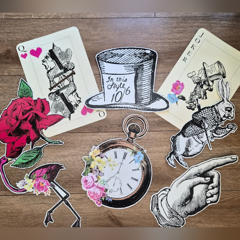 Alice in Wonderland Vintage Inspired Party Supplies Birthday Banner Cupcake Pick - Picture 2 of 14